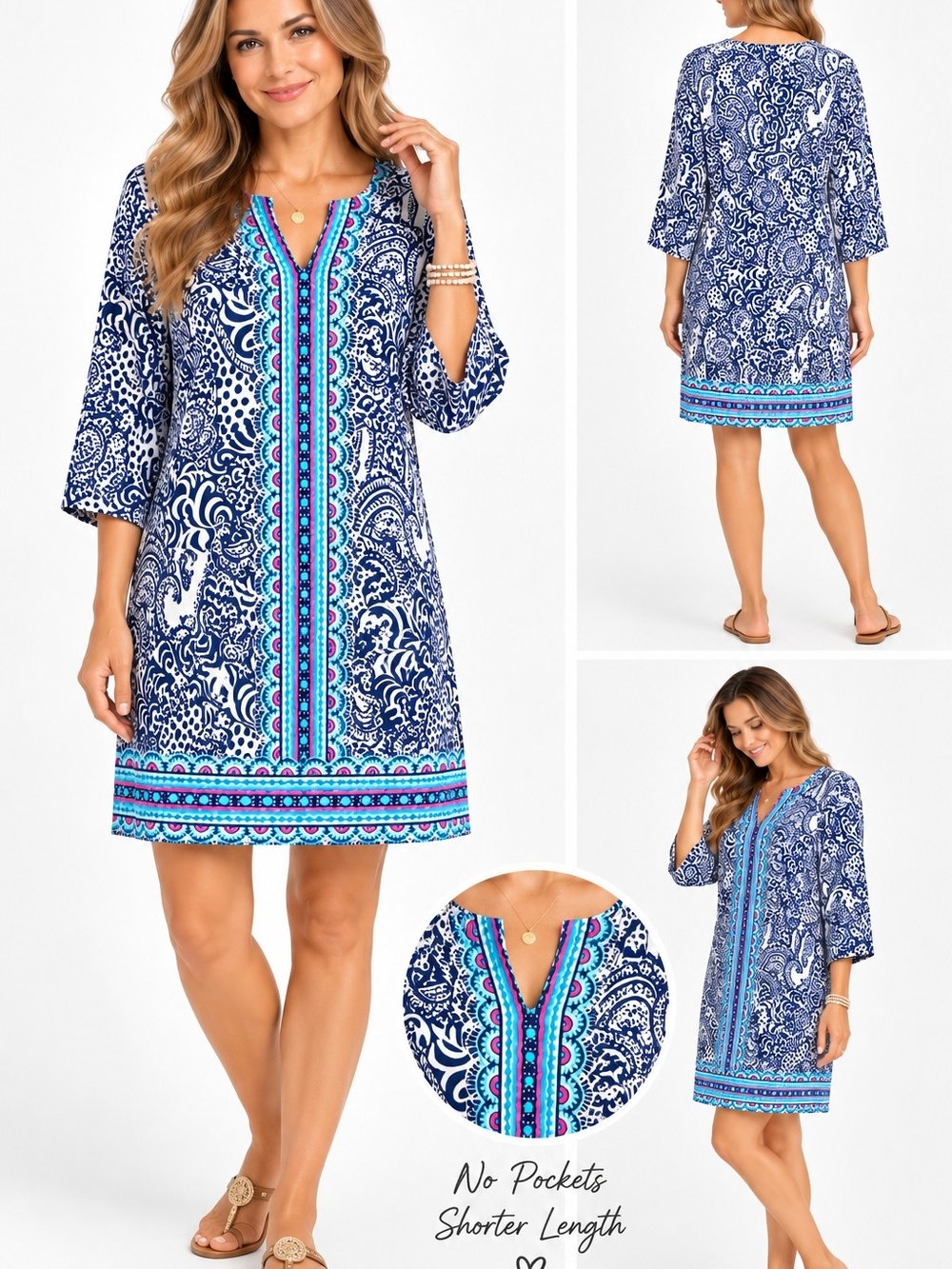 Lilly Pulitzer Women's Blue Floral Paisley V-Neck 2X Midi Dress